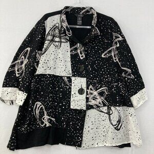Ali Miles size‎ 2X Black White Art To Wear Color Block Lagenlook Button Down